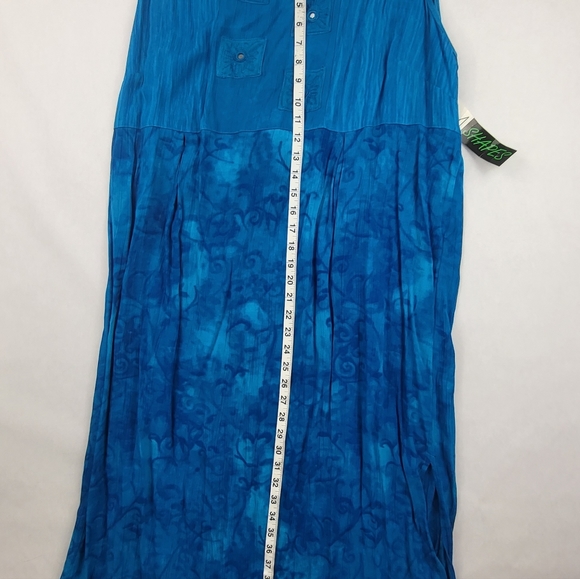 C.M Shapes Women's Maxi Dress Sleeveless Teal Embroidered Design Size 1x NWT - Picture 6 of 6